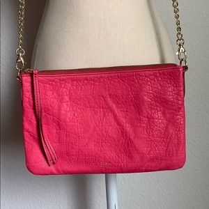 Fossil Sydney top zip chain crossbody hot pink